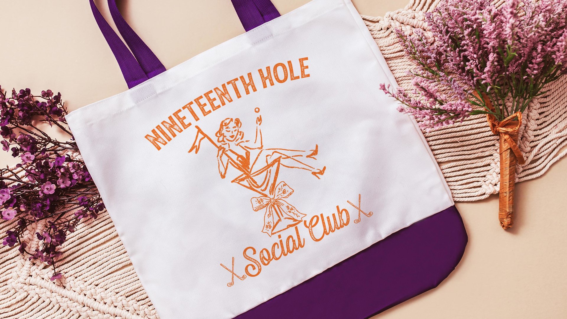 19th hole social club golf tote bag for cart, golf Mothers Day gift for golfers, golf mom era golf wristlet for women, sassy golf gifts for