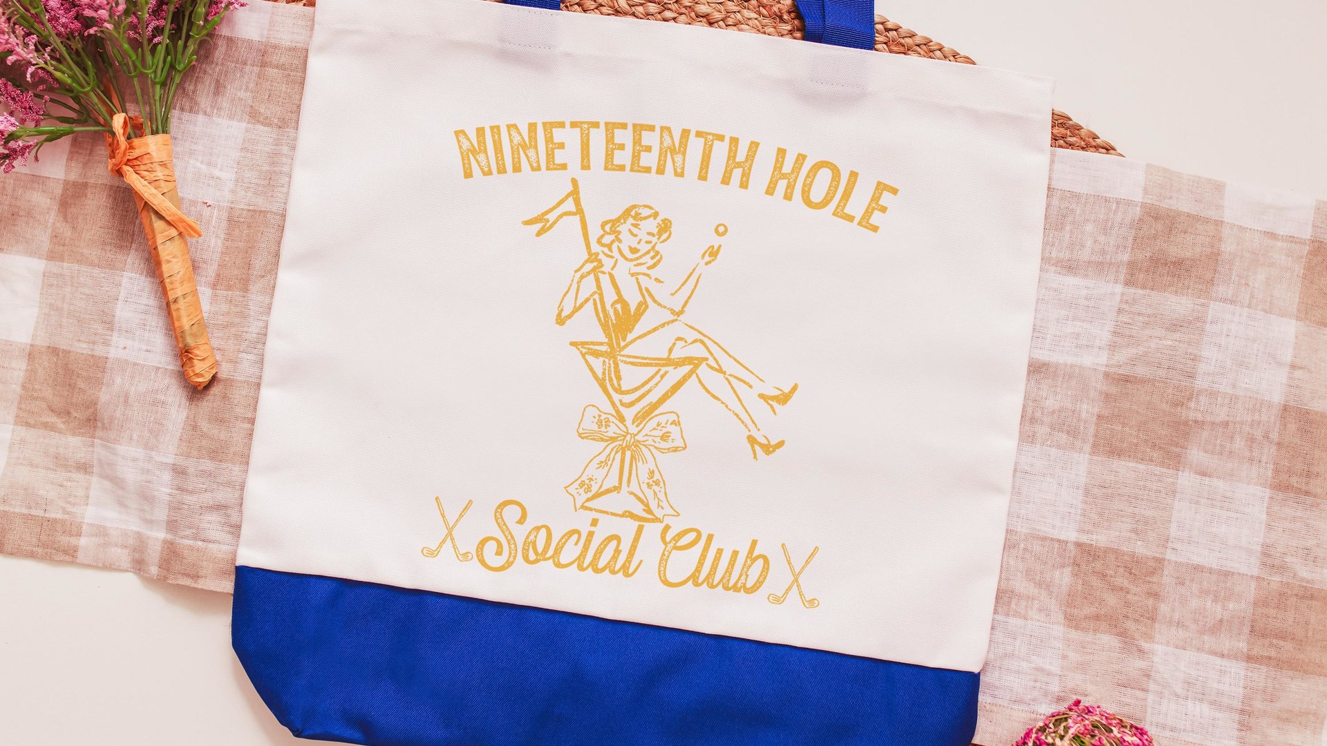 19th hole social club golf tote bag for cart, golf Mothers Day gift for golfers, golf mom era golf wristlet for women, sassy golf gifts for