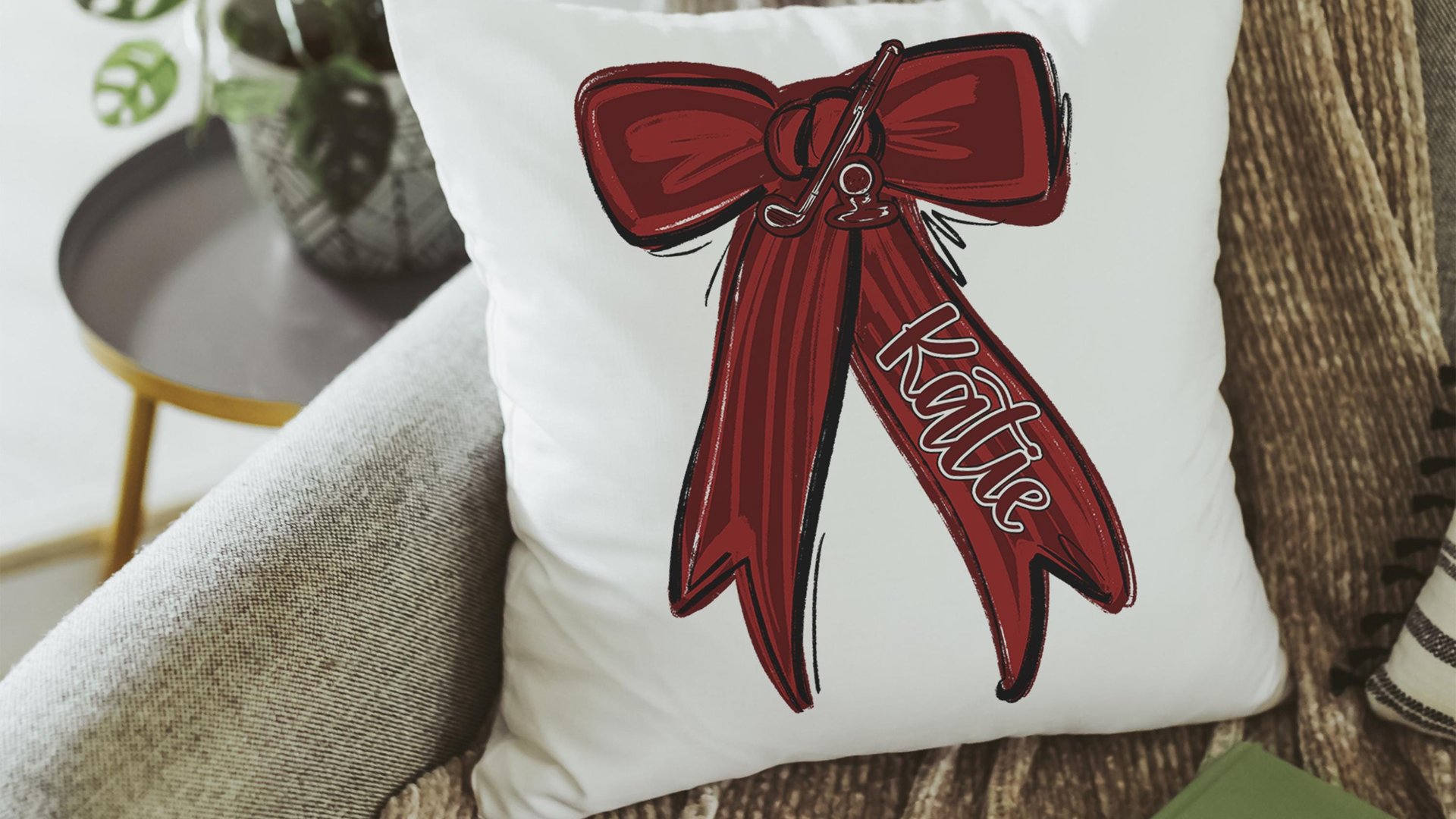 personalized carolina blue golf throw pillow cover 18x18, college golf gifts for her, golf decor for bedroom, golfer gifts for new home