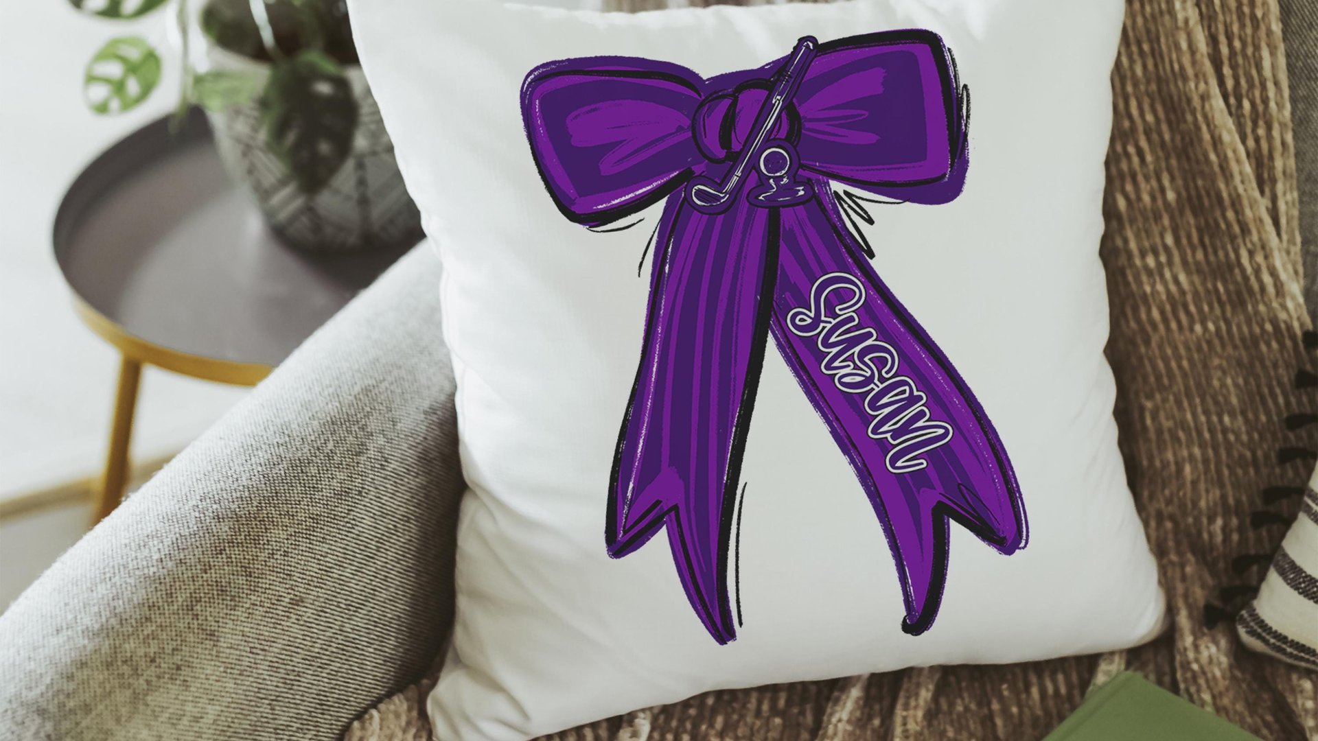 personalized carolina blue golf throw pillow cover 18x18, college golf gifts for her, golf decor for bedroom, golfer gifts for new home