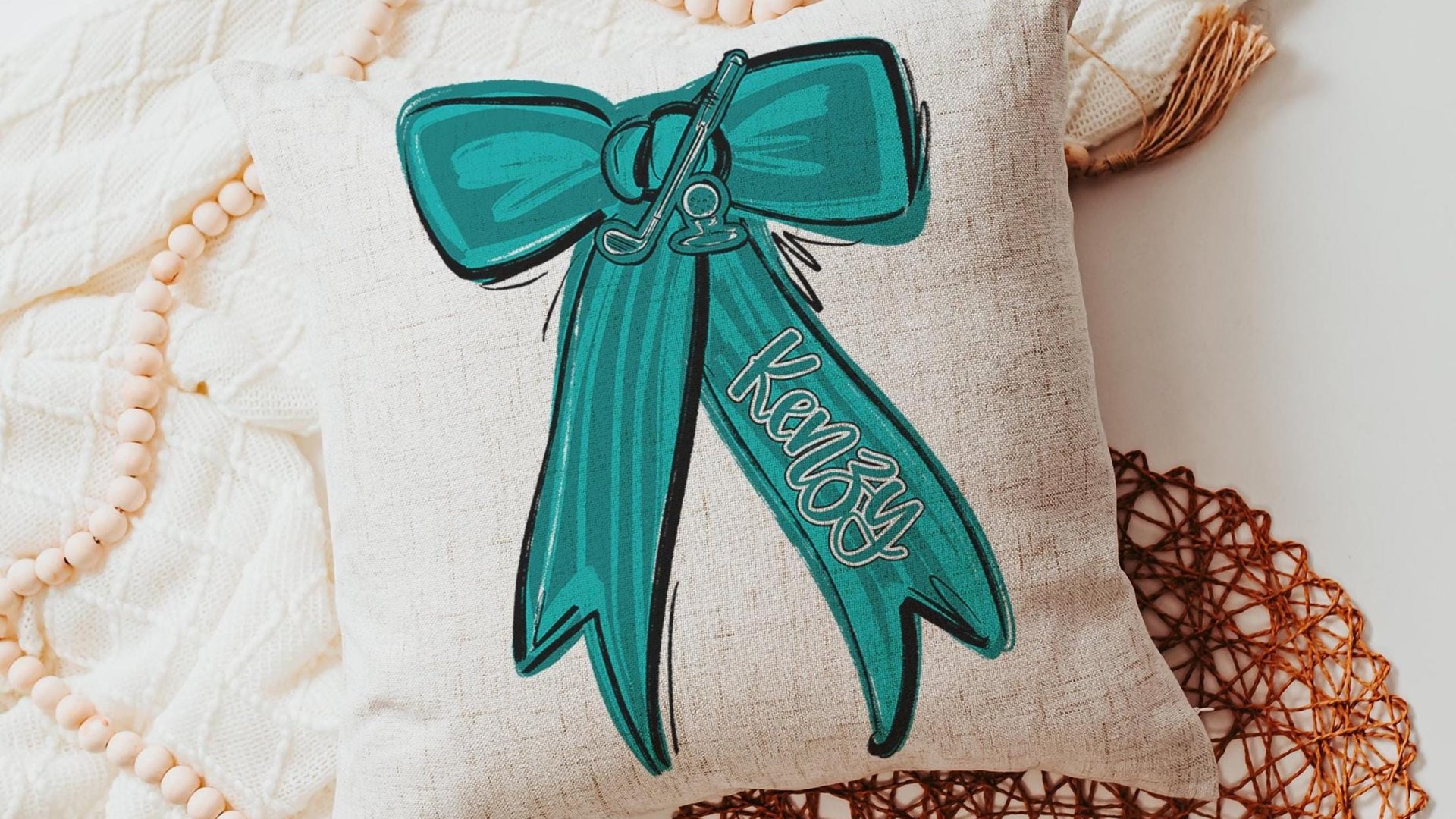 personalized carolina blue golf throw pillow cover 18x18, college golf gifts for her, golf decor for bedroom, golfer gifts for new home