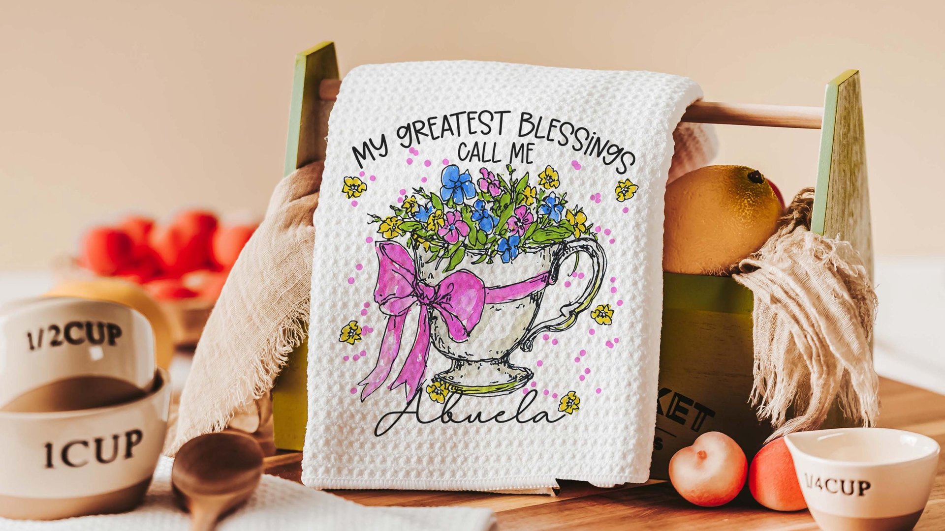 personalized my greatest blessings call me Nana throw pillows for couch, Nana gifts for Mothers day gift for Mimi, floral kitchen towels