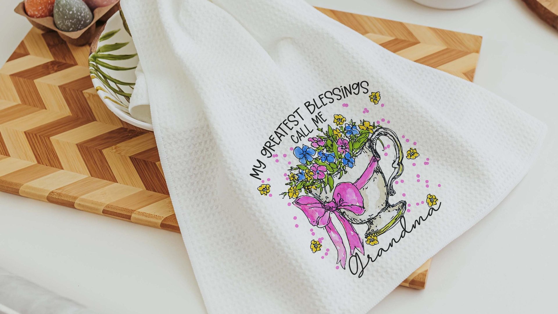 personalized my greatest blessings call me Nana throw pillows for couch, Nana gifts for Mothers day gift for Mimi, floral kitchen towels