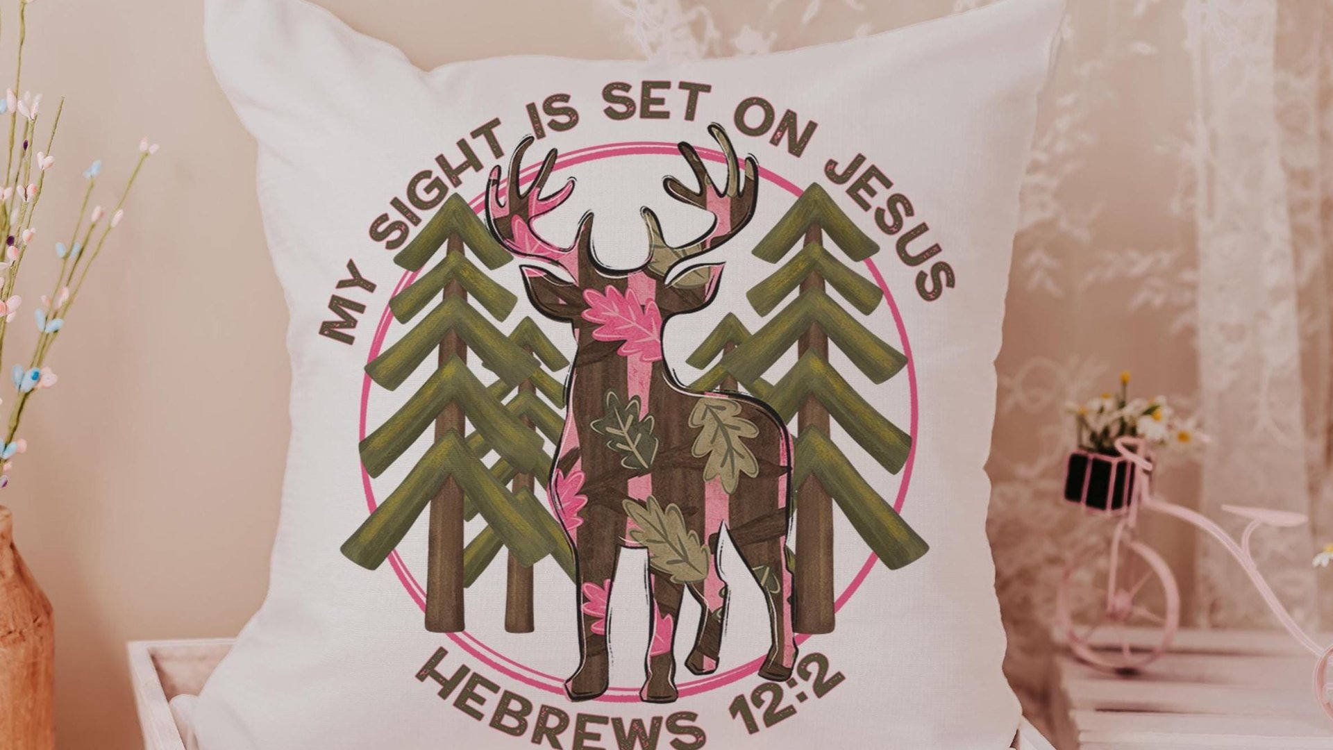 sight on Jesus Christian throw pillows for couch religious stocking stuffers for teens, pink camo nursery decor, baby girl baptism gifts