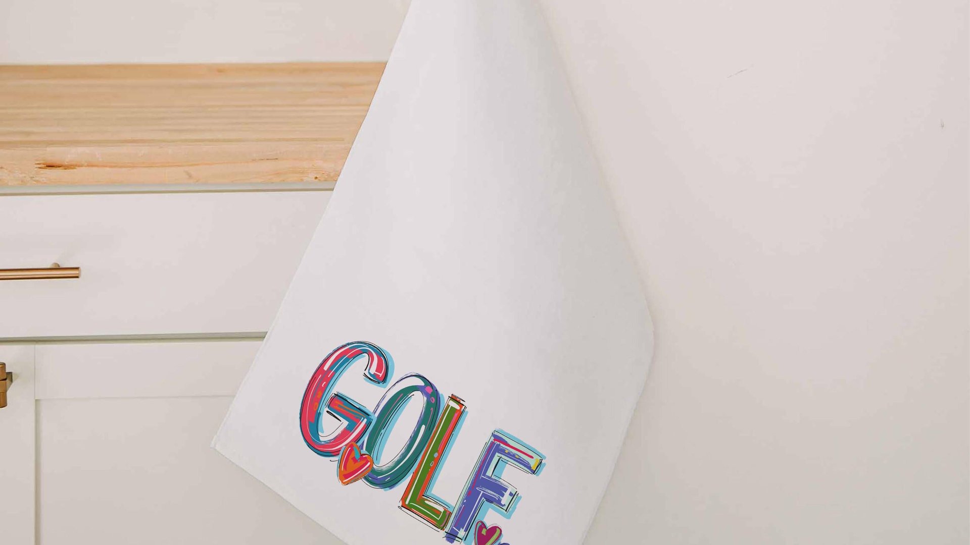 girly golf towel with grommet, colorful golf ball towel, cheery words cute golf bag accessories, lady golf gifts for her, golfer gifts for