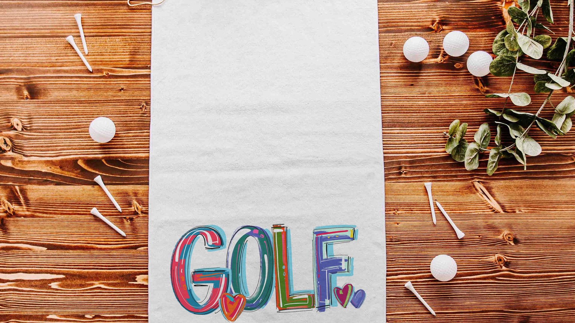 girly golf towel with grommet, colorful golf ball towel, cheery words cute golf bag accessories, lady golf gifts for her, golfer gifts for