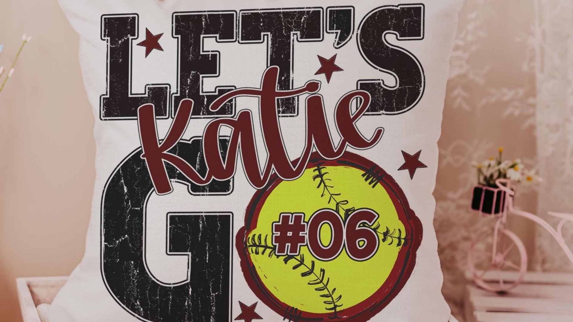 personalized lets go softball pillow for daughter going to college, high school graduation gifts for girls, 2026 softball senior night gifts