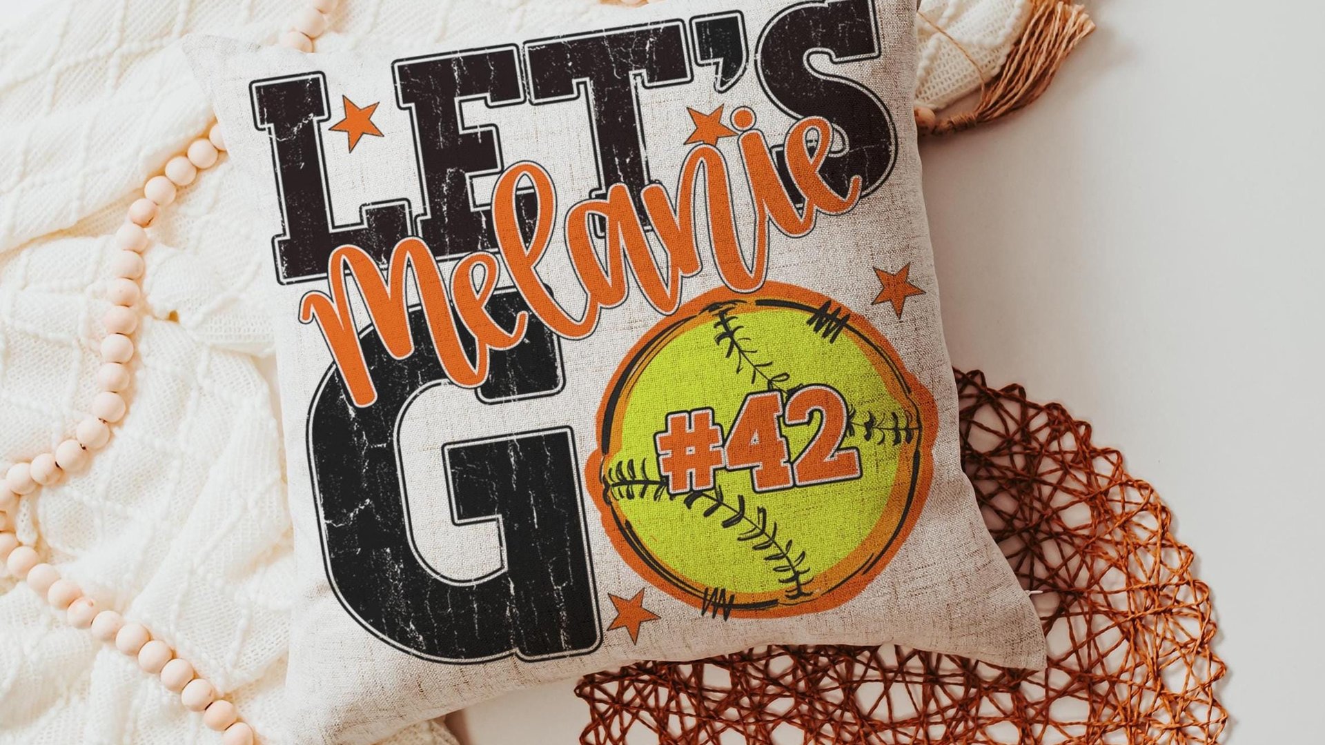 personalized lets go softball pillow for daughter going to college, high school graduation gifts for girls, 2026 softball senior night gifts