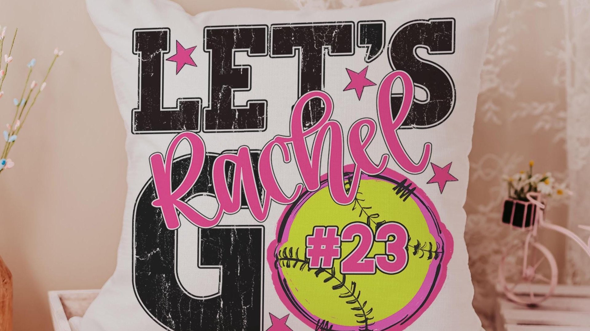 personalized lets go softball pillow for daughter going to college, high school graduation gifts for girls, 2026 softball senior night gifts