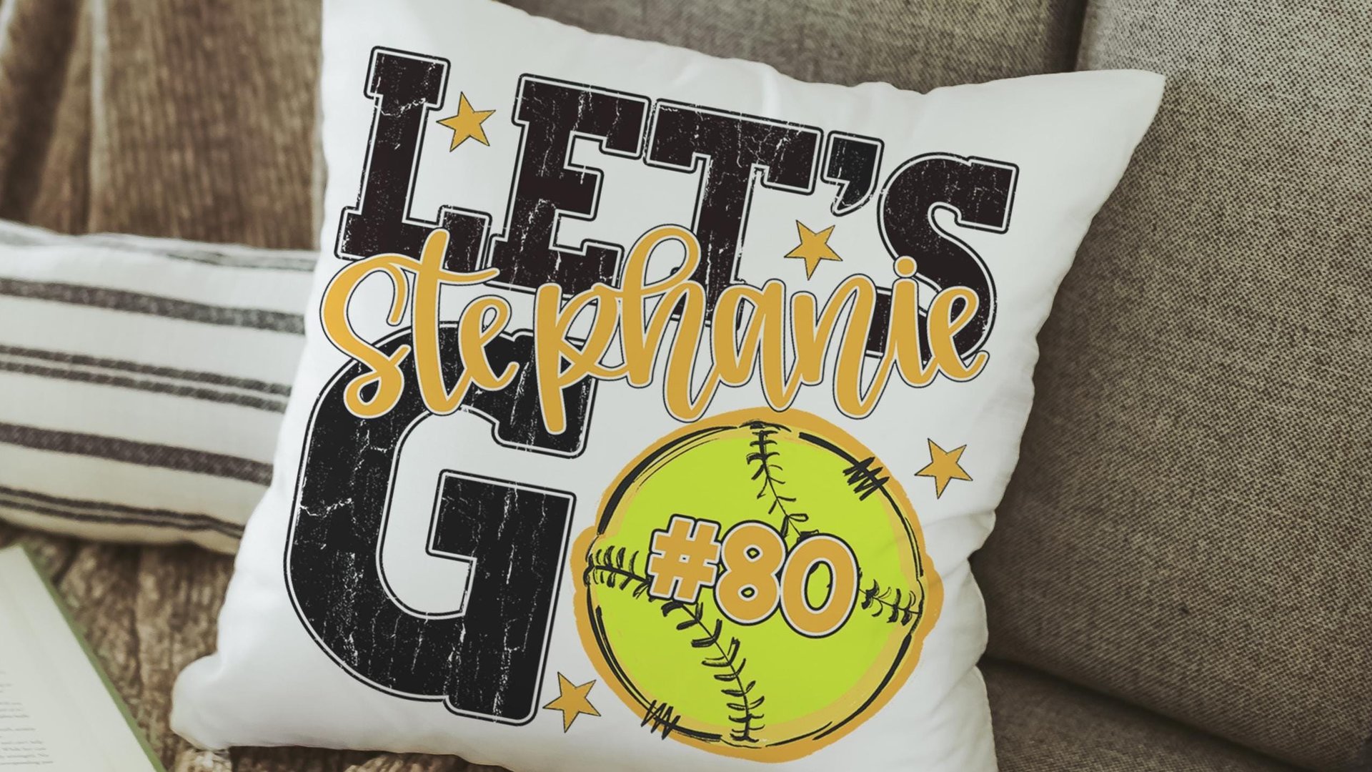 personalized lets go softball pillow for daughter going to college, high school graduation gifts for girls, 2026 softball senior night gifts