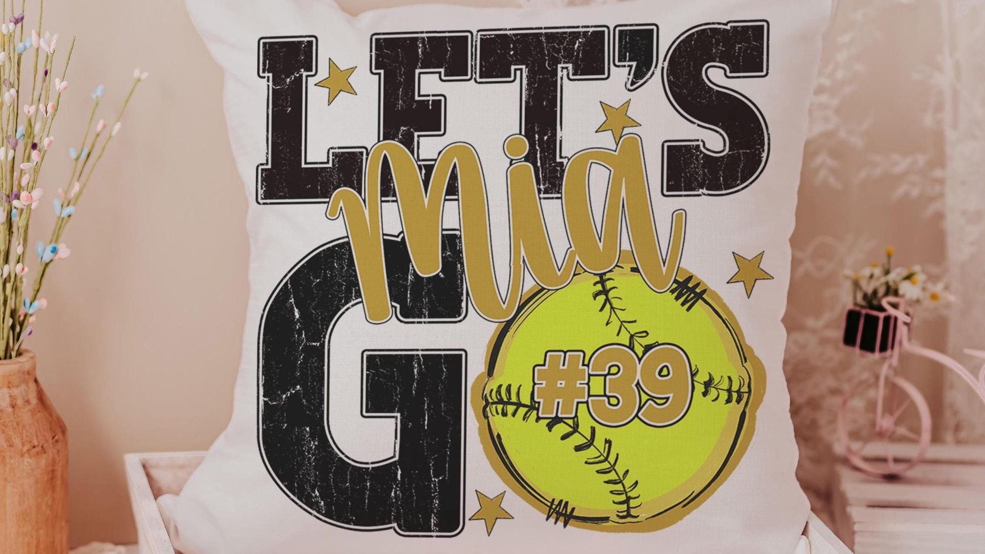 personalized lets go softball pillow for daughter going to college, high school graduation gifts for girls, 2026 softball senior night gifts