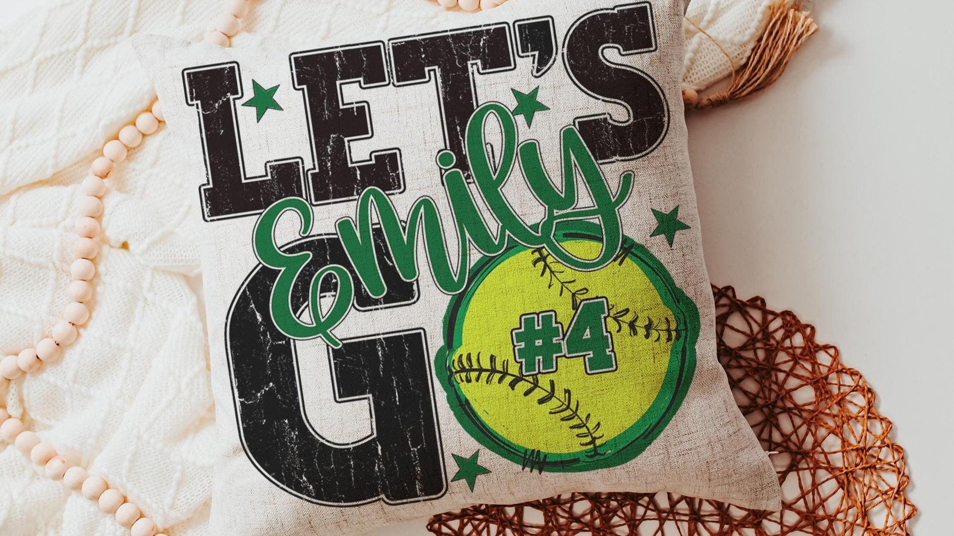 personalized lets go softball pillow for daughter going to college, high school graduation gifts for girls, 2026 softball senior night gifts