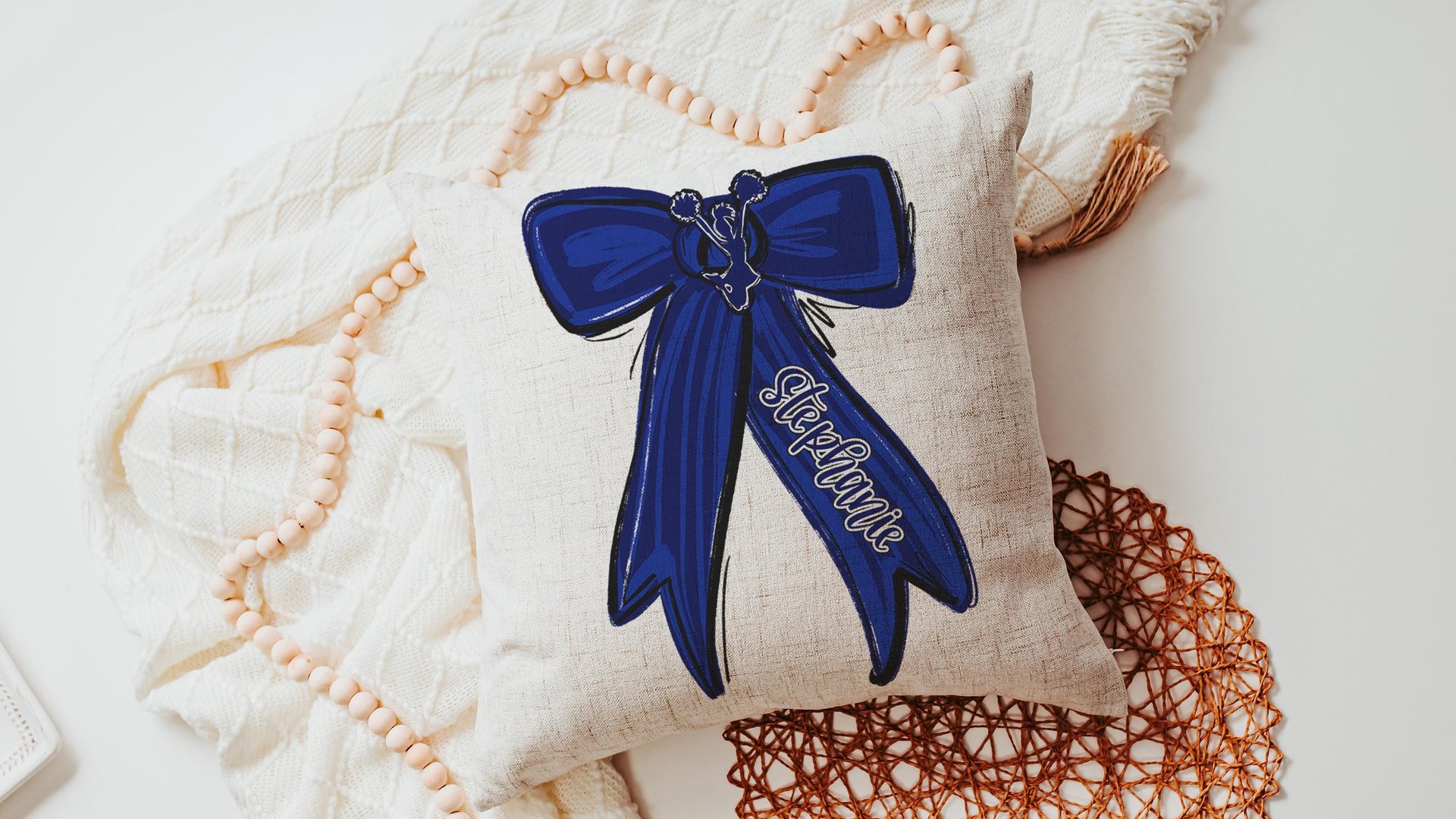 Personalized carolina blue cheer name throw pillow cover 18x18, 2026 senior night cheer gifts for teenage girls, cheer Mothers day gifts for