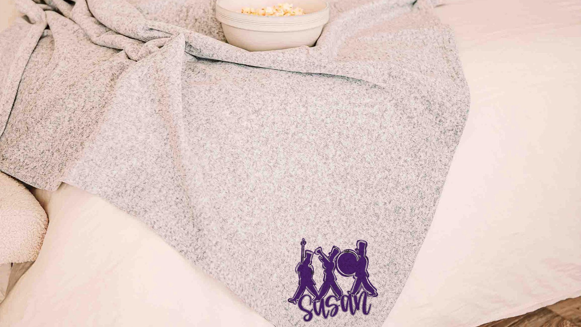 Personalized band mom era band blanket 50 x 60, band Mothers day gift for mother in law, carolina blue name throw blanket for sofa, band