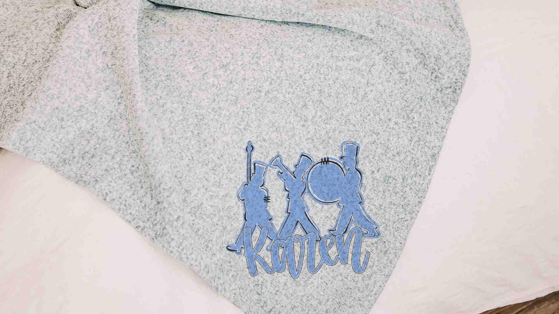Personalized band mom era band blanket 50 x 60, band Mothers day gift for mother in law, carolina blue name throw blanket for sofa, band