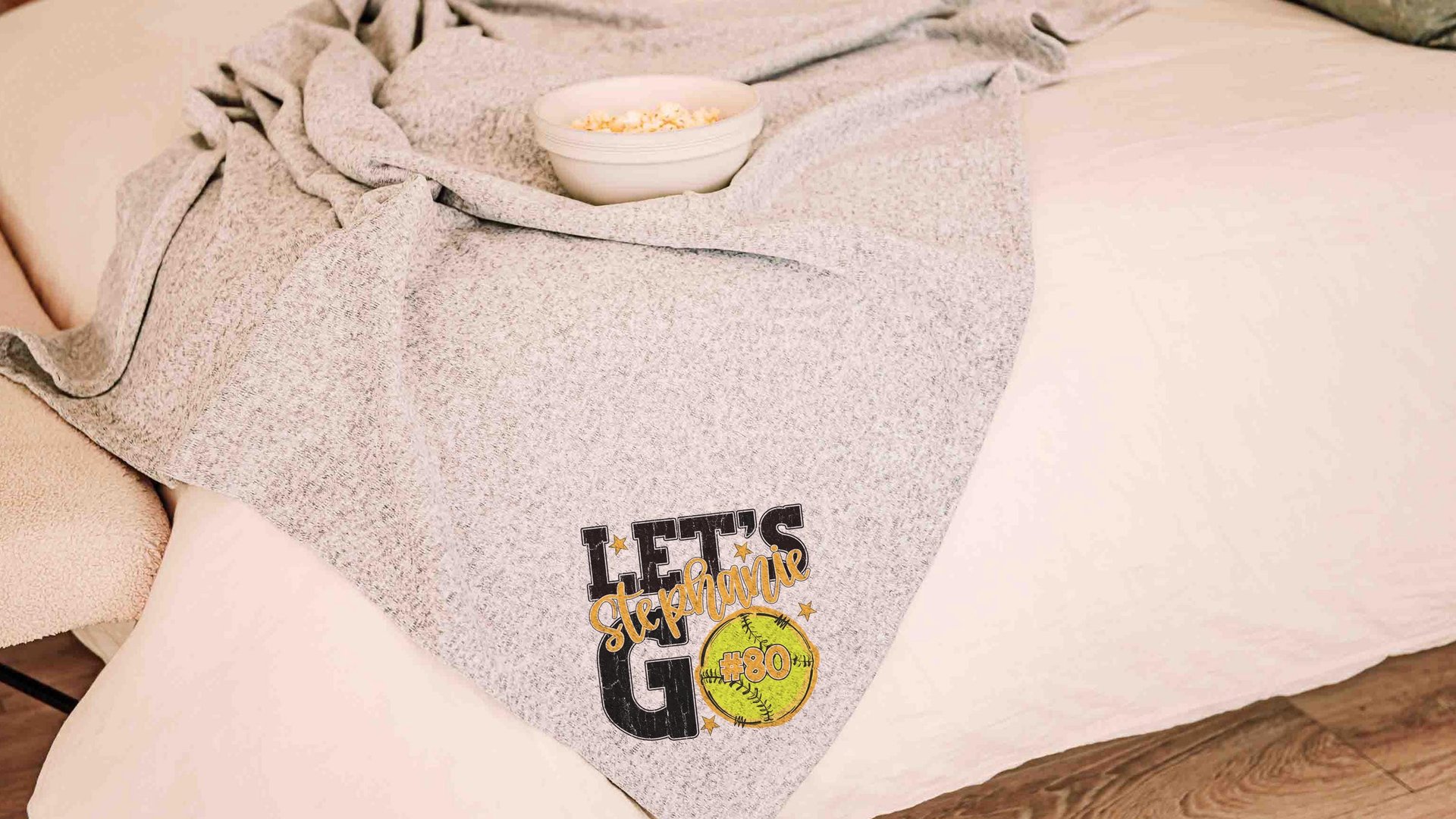 personalized team number softball blanket for girl with name on it, 2026 high school graduation gifts for her, 2026 senior gifts softball