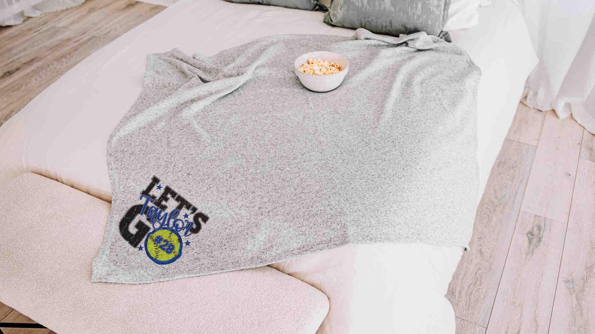 personalized team number softball blanket for girl with name on it, 2026 high school graduation gifts for her, 2026 senior gifts softball