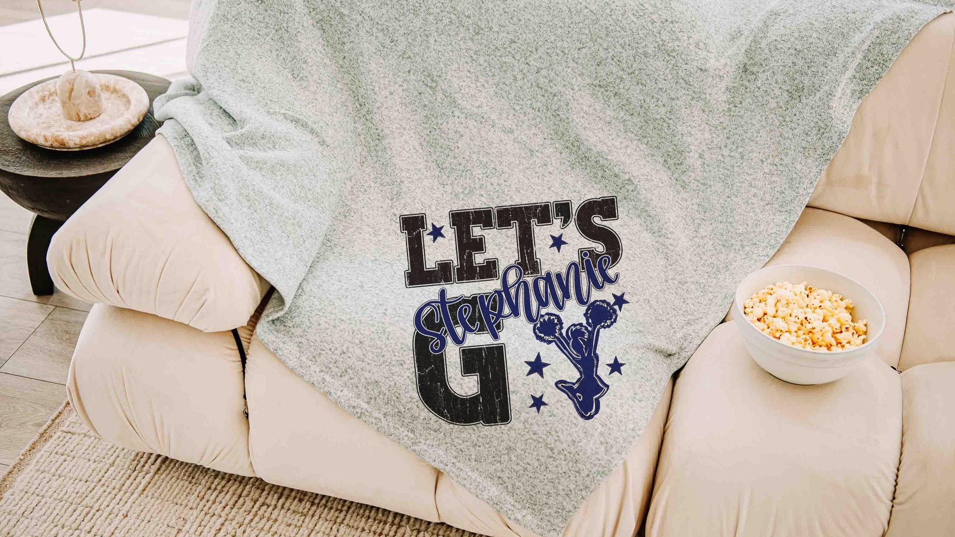 personalized lets go cheer blanket for girls with name, 2026 high school graduation gifts for teammates, 2026 senior night cheer gifts for