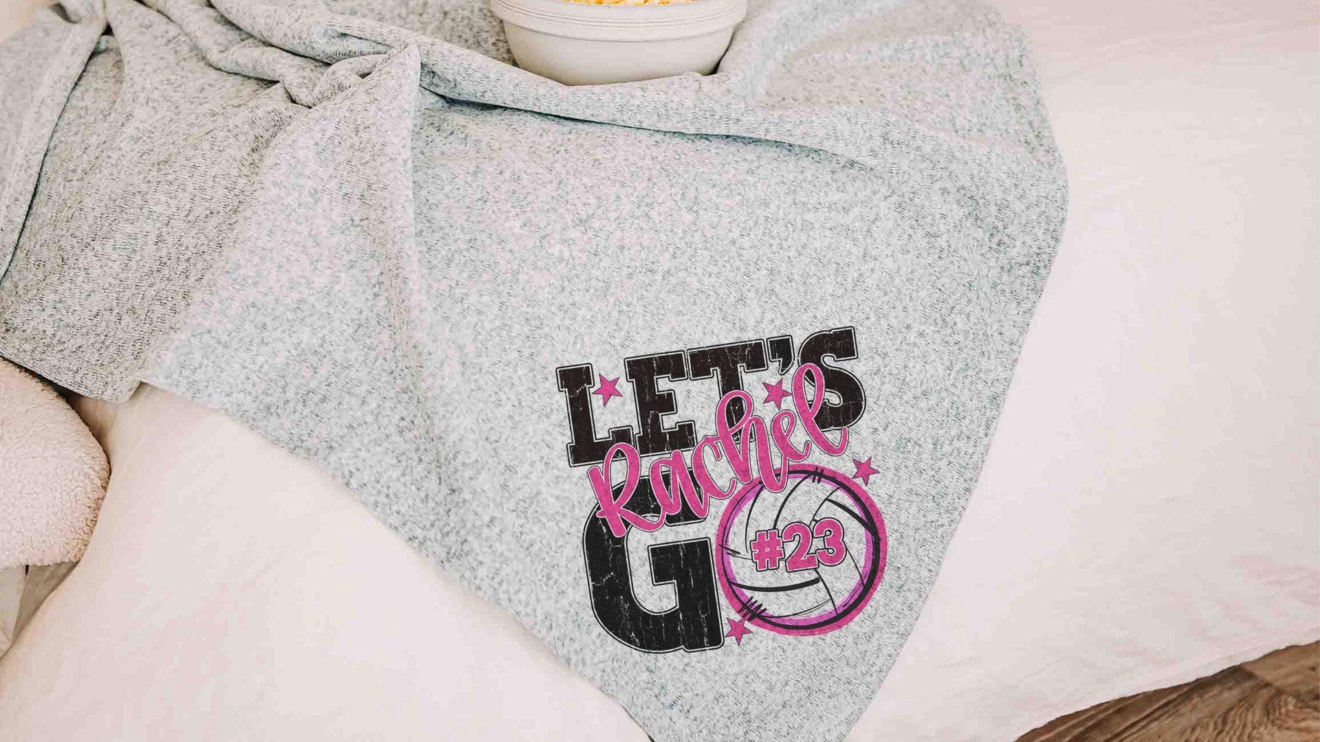 personalized team number volleyball blanket for girls with name, 2026 high school graduation gifts for her, 2026 volleyball senior gifts