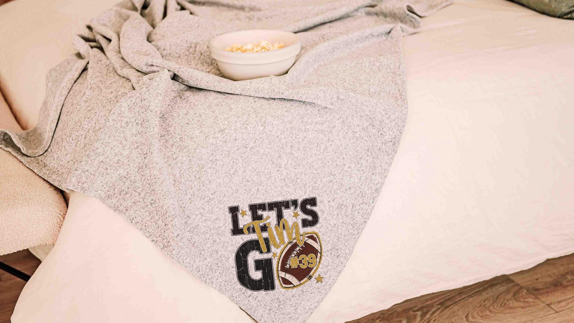 Personalized lets go football number blanket 50 x 60, football Mothers day gift for mother in law, carolina blue name throw blanket for