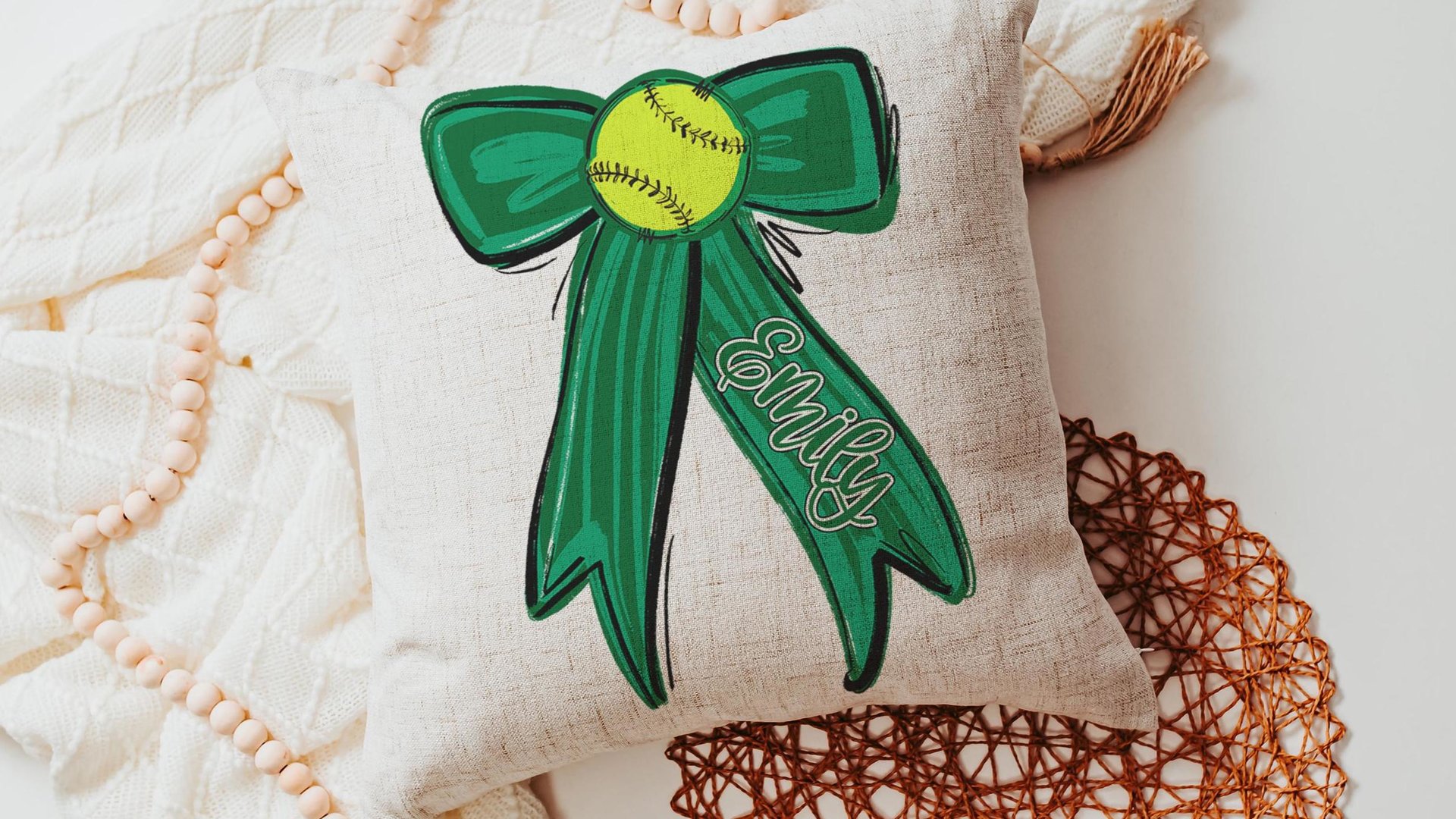 Personalized carolina blue softball name throw pillow cover 18x18, 2026 senior night softball gifts for teenage girls, softball Mothers day
