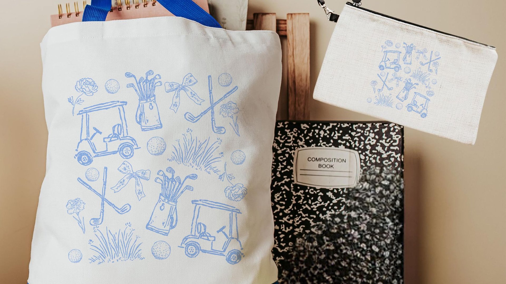 golf icons golf tote bag for cart, carolina blue golf wristlet bag for women, cute golf school spirit golf accessories for teenage girls