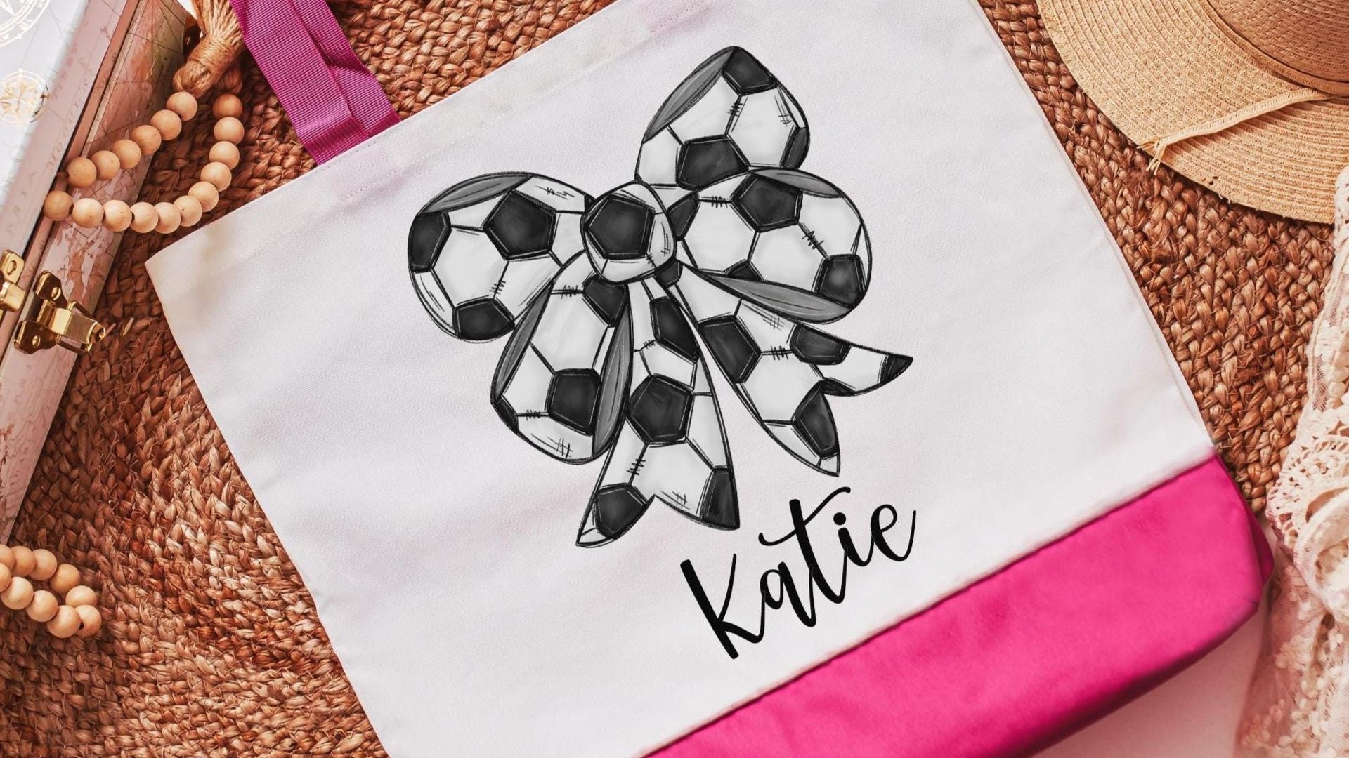 personalized soccer tote bag with name, cute soccer gifts for teen girls, travel soccer mom gear, soccer bag for girls soccer team swag