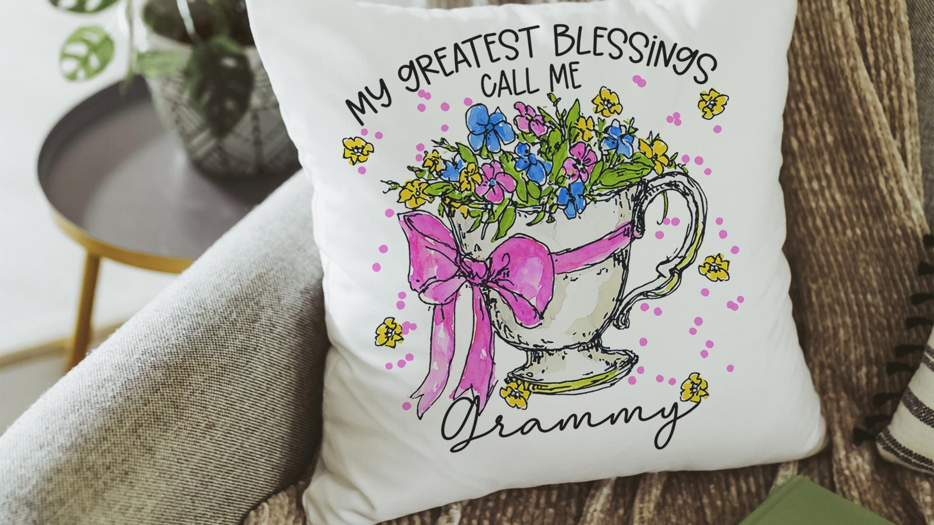 personalized my greatest blessings call me Mamaw pillows for bed, Mamaw gifts from grandchildren, floral kitchen towels, Mamaw to be gifts