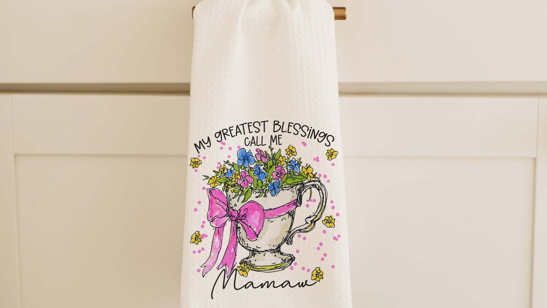 personalized my greatest blessings call me Mamaw pillows for bed, Mamaw gifts from grandchildren, floral kitchen towels, Mamaw to be gifts
