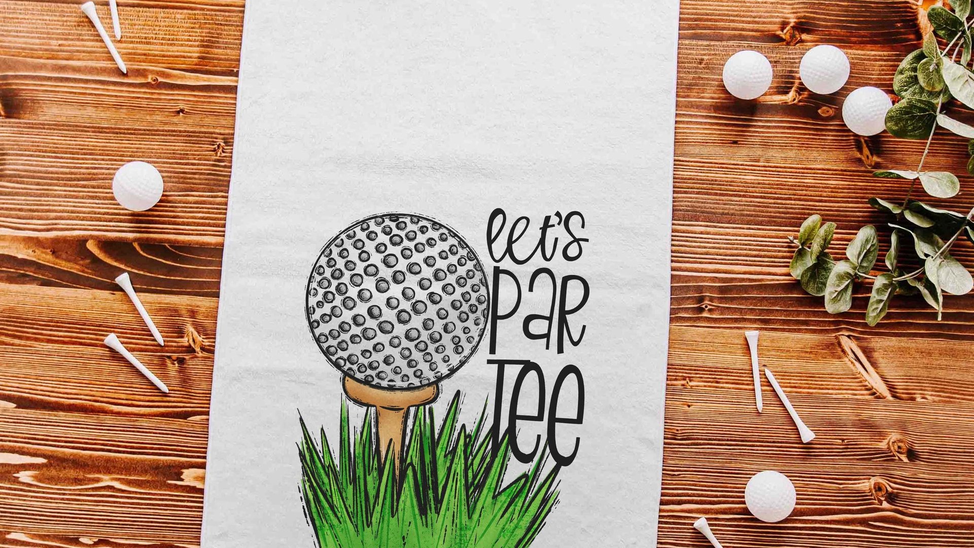 lets par tee funny golf towel with grommet, golf bag towel for women, golf gifts for her, lady golfer ball towel, golf birthday gifts for