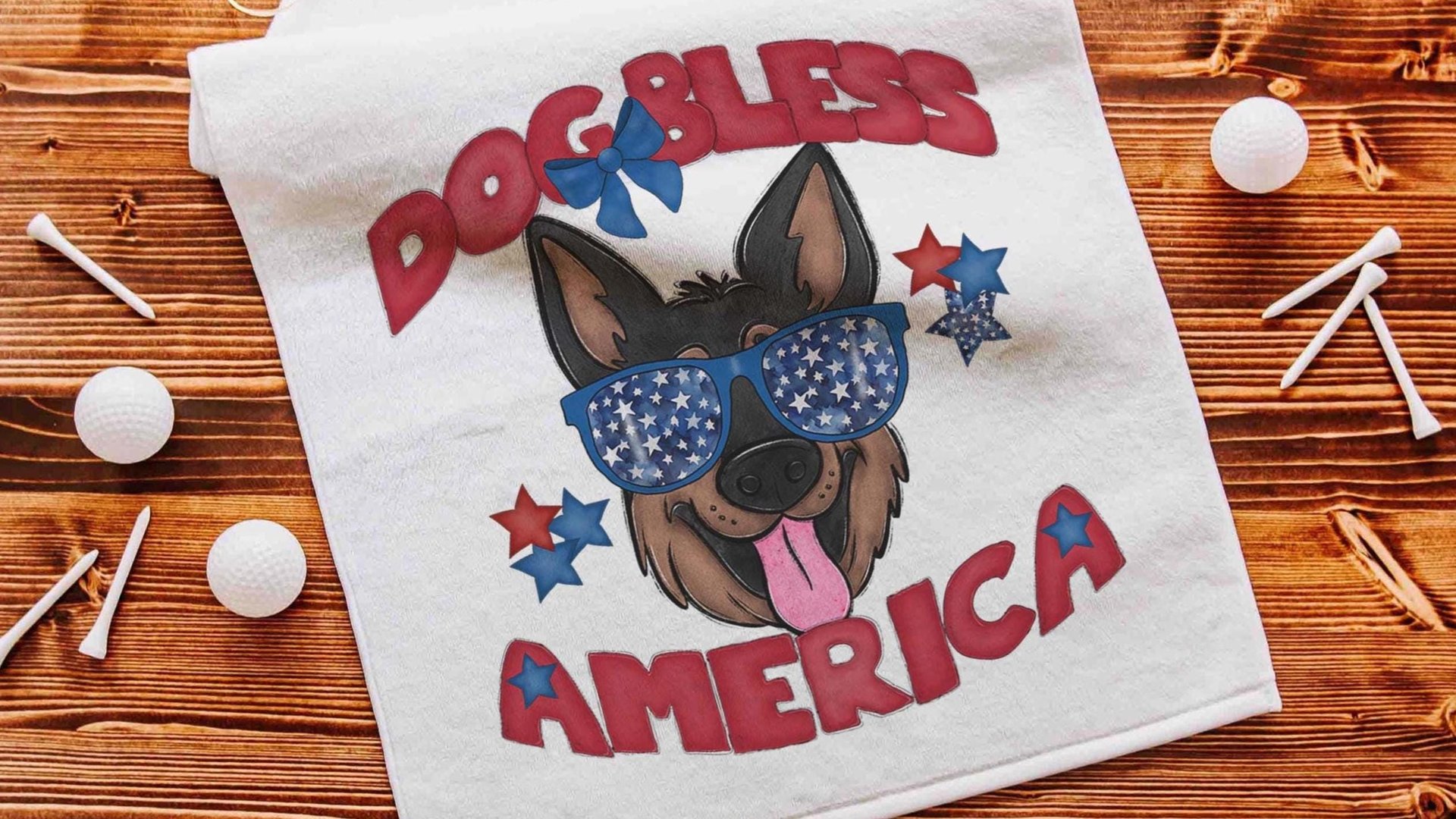 Dog bless America patriotic towels with grommet, Bernese Mountain Dog gifts for for step dad, golf gift for men, golf bag accessories golfer