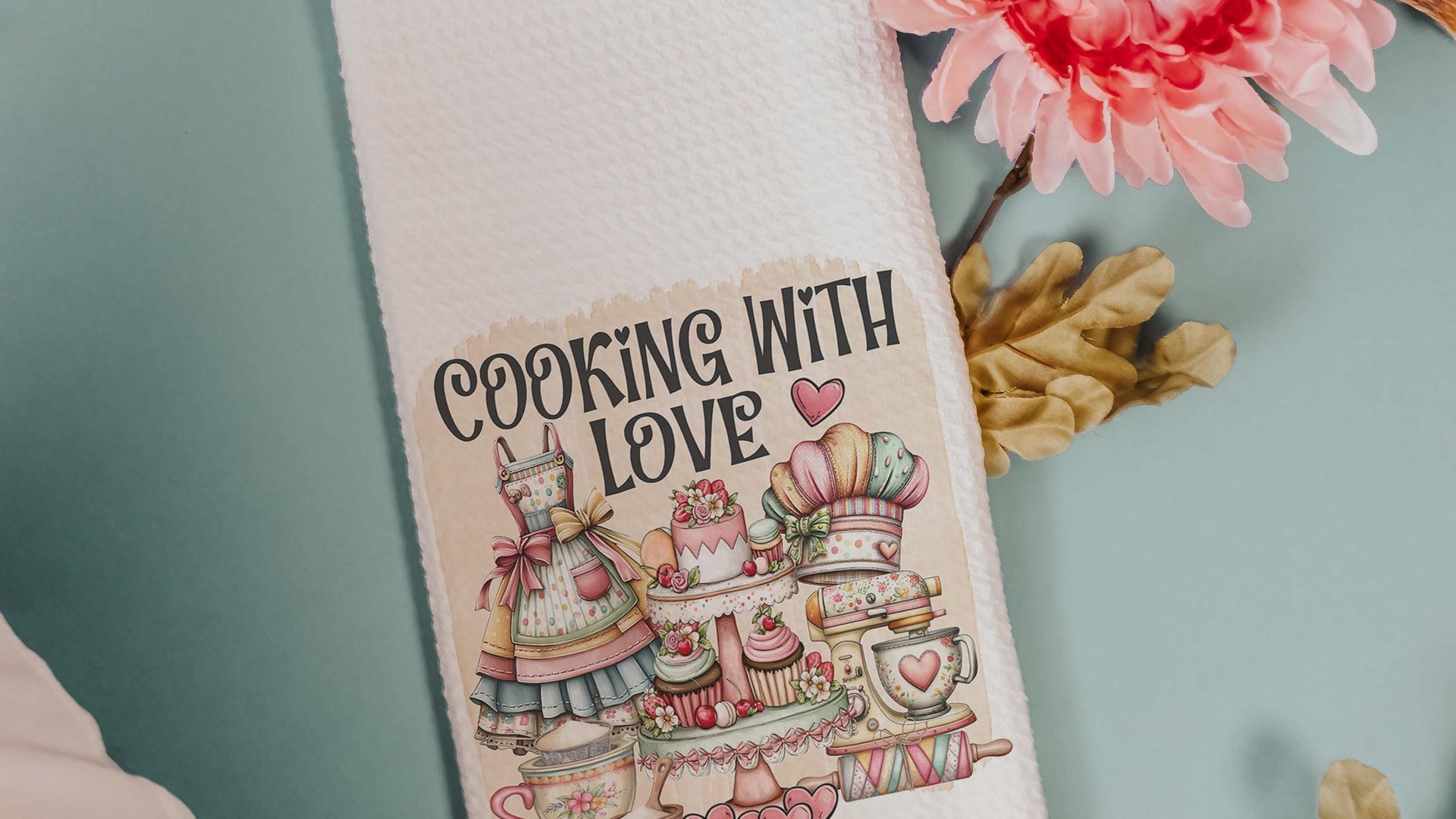 Grandma's kitchen, kitchen towel for grandma, vintage inspired kitchen decor, baker gifts for her, cooking with love kitchen hand towel for