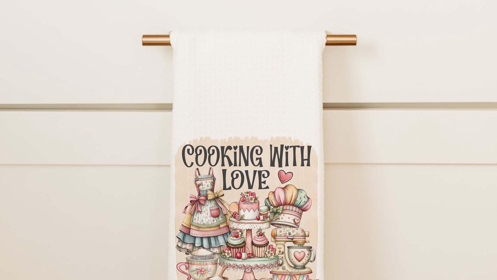 Grandma's kitchen, kitchen towel for grandma, vintage inspired kitchen decor, baker gifts for her, cooking with love kitchen hand towel for