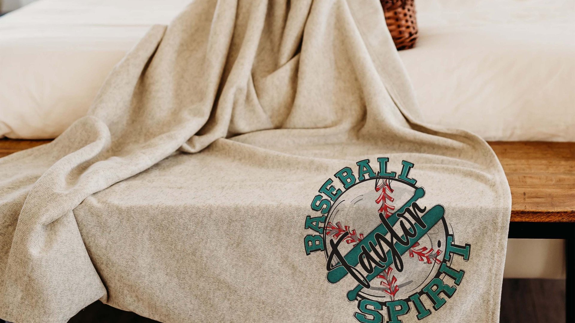 Personalized baseball spirit name blanket 50 x 60, baseball Mothers day gift for mother in law, carolina blue name throw blanket for sofa
