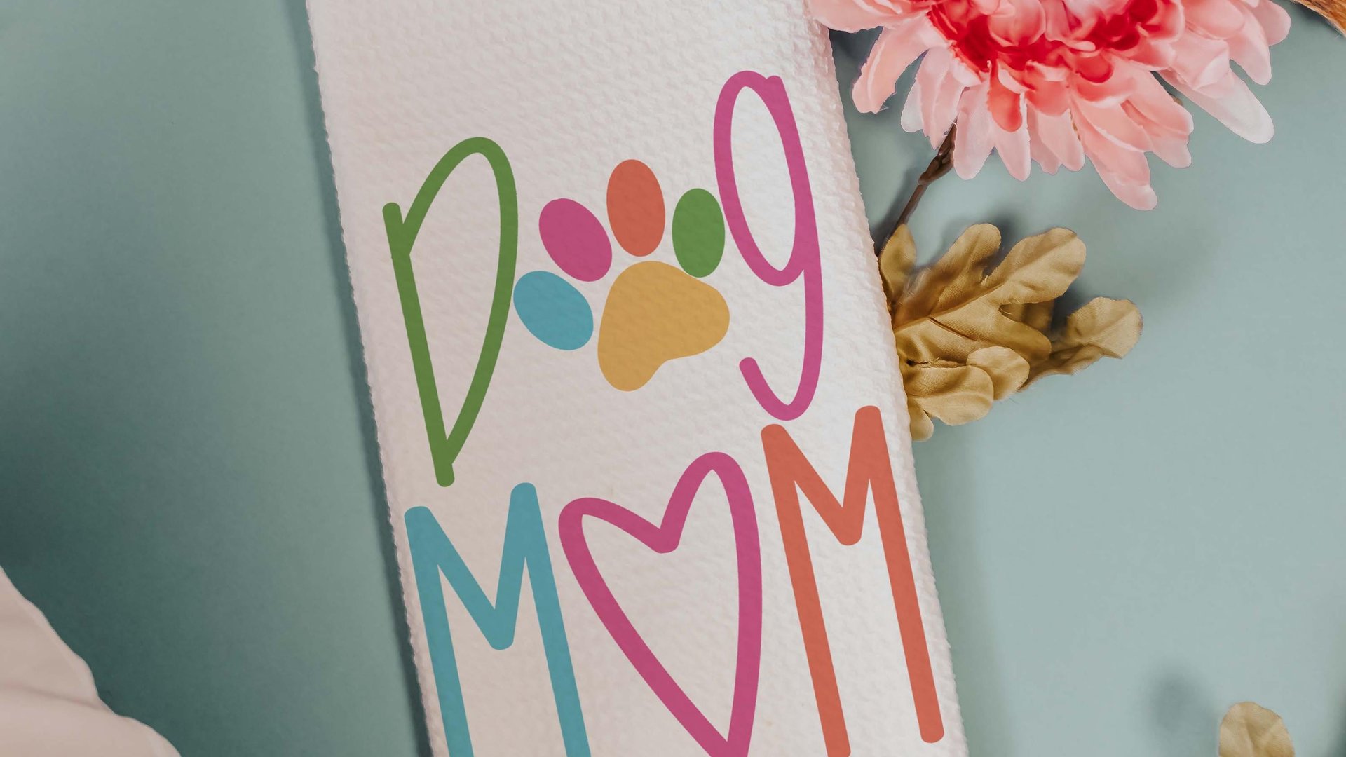 Dog mom throw pillow for chair, cute Mothers day gift for dog and dog lovers, dog lover throw pillow 18x18, colorful dog decor for kitchen