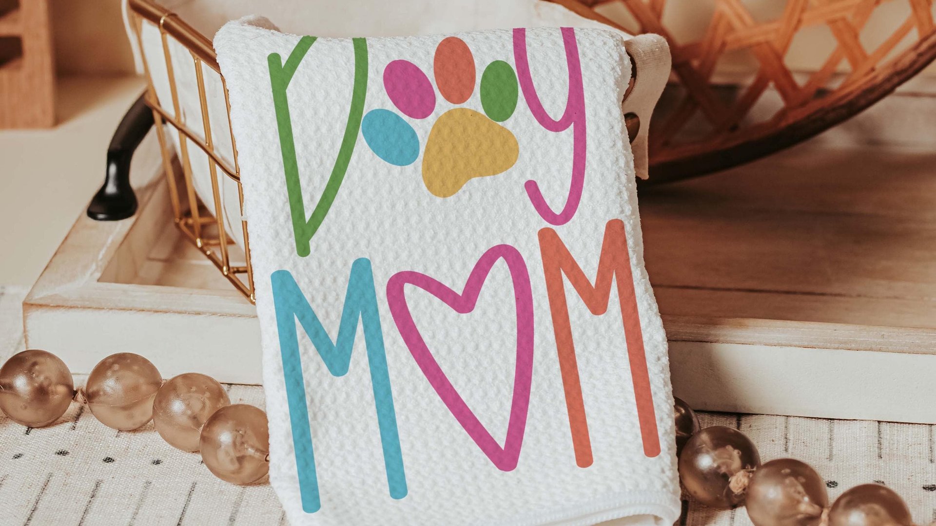 Dog mom throw pillow for chair, cute Mothers day gift for dog and dog lovers, dog lover throw pillow 18x18, colorful dog decor for kitchen