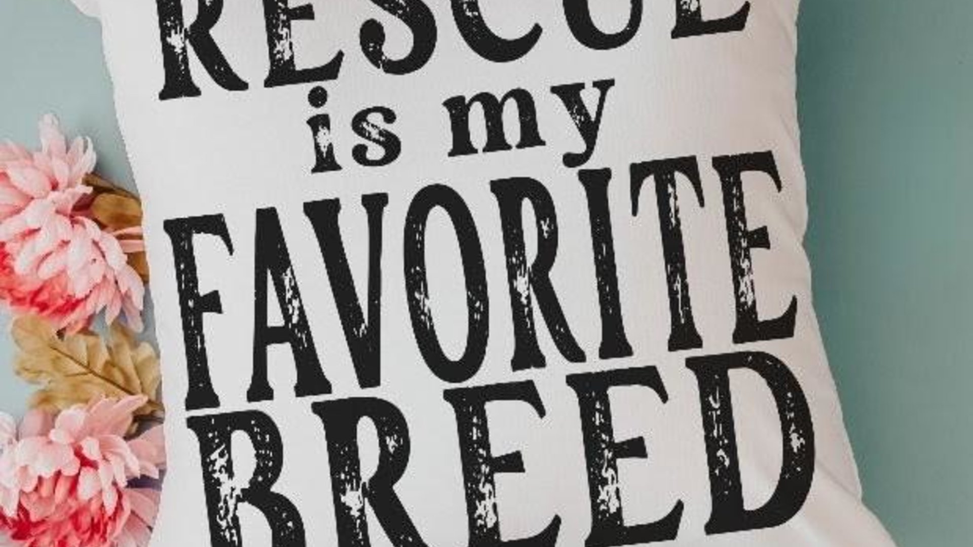 rescue is my favorite breed dog mom gift set for women, rescue dog decor for home, cute dog throw pillow for sofa, dog lover gift for her