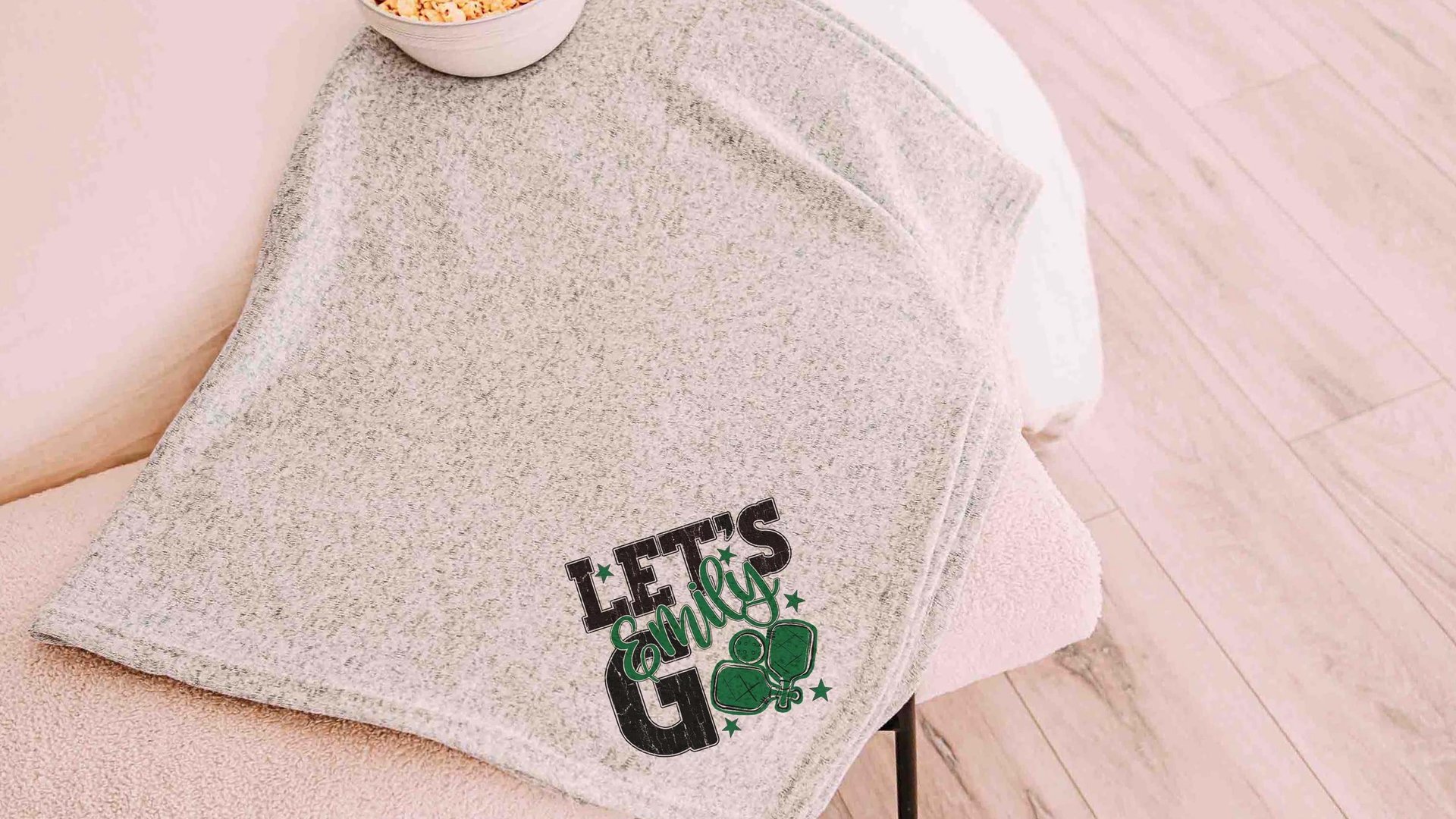 personalized pickleball blanket with name, cute pickleball gifts for women, pickleball tournament gifts, carolina blue throw blanket 50 x 60