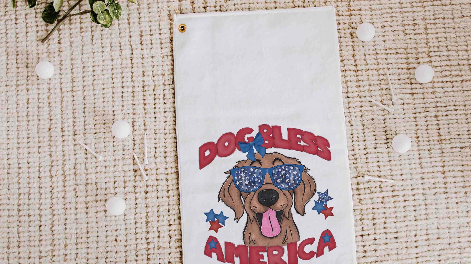 Dog bless America patriotic towels with grommet, Bernese Mountain Dog gifts for for step dad, golf gift for men, golf bag accessories golfer