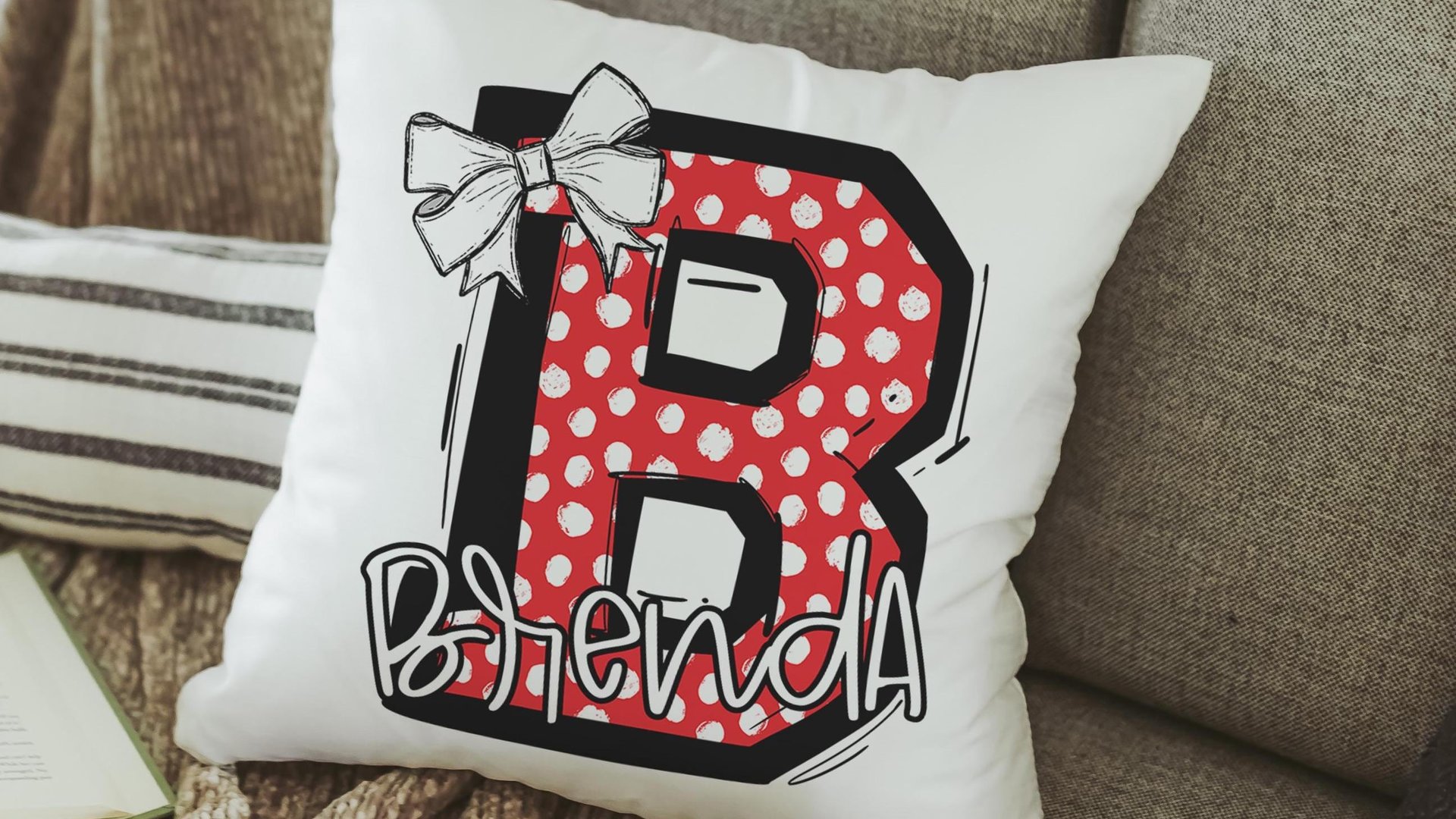 personalized cherry red initial throw pillows for couch, 2026 high school graduation gifts for granddaughter, college gifts for girls, name