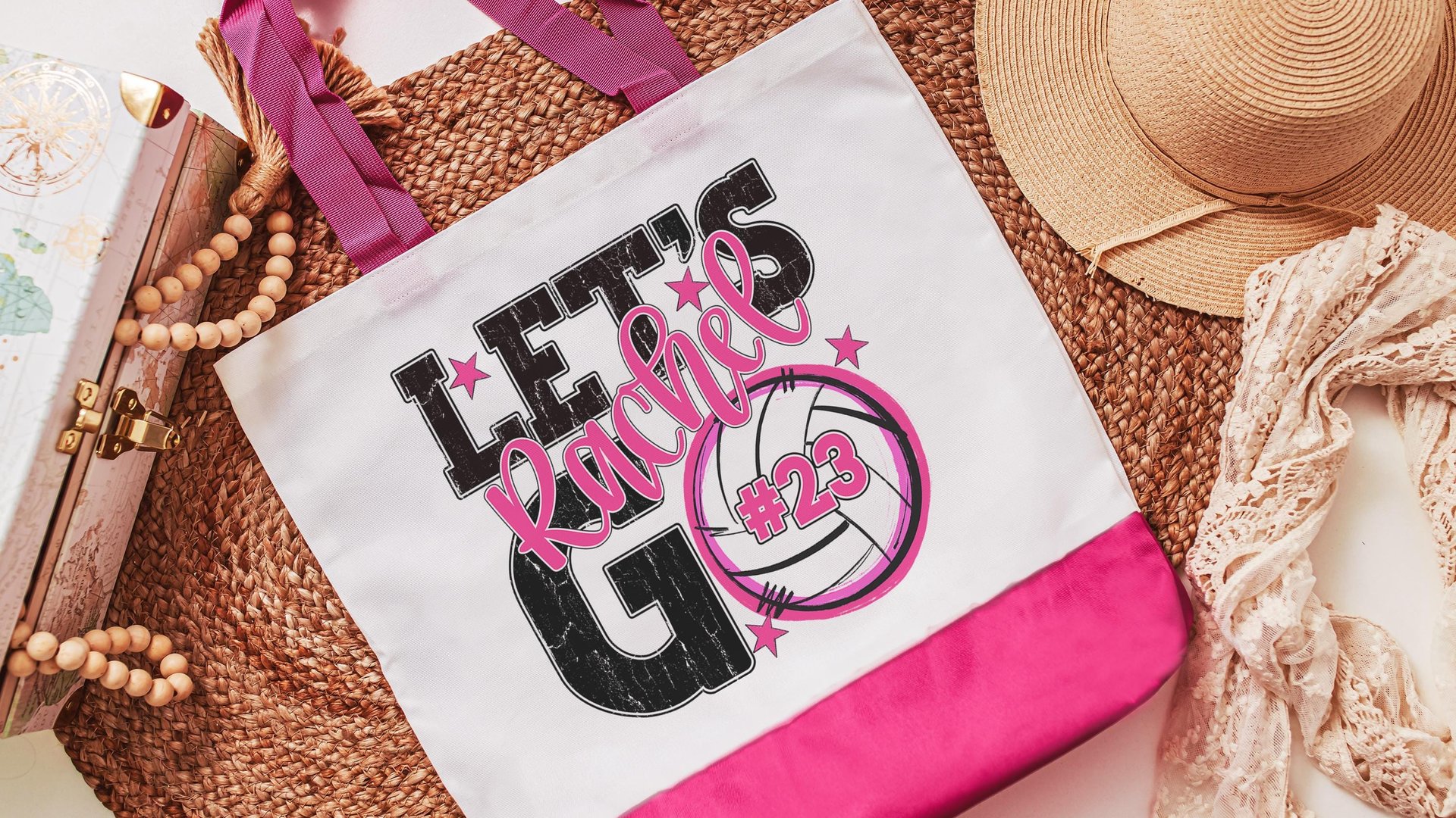 Personalized volleyball tote bag for women, lady volleyball gift wristlet with zipper, volleyball gifts for her, lady volleyball tournament