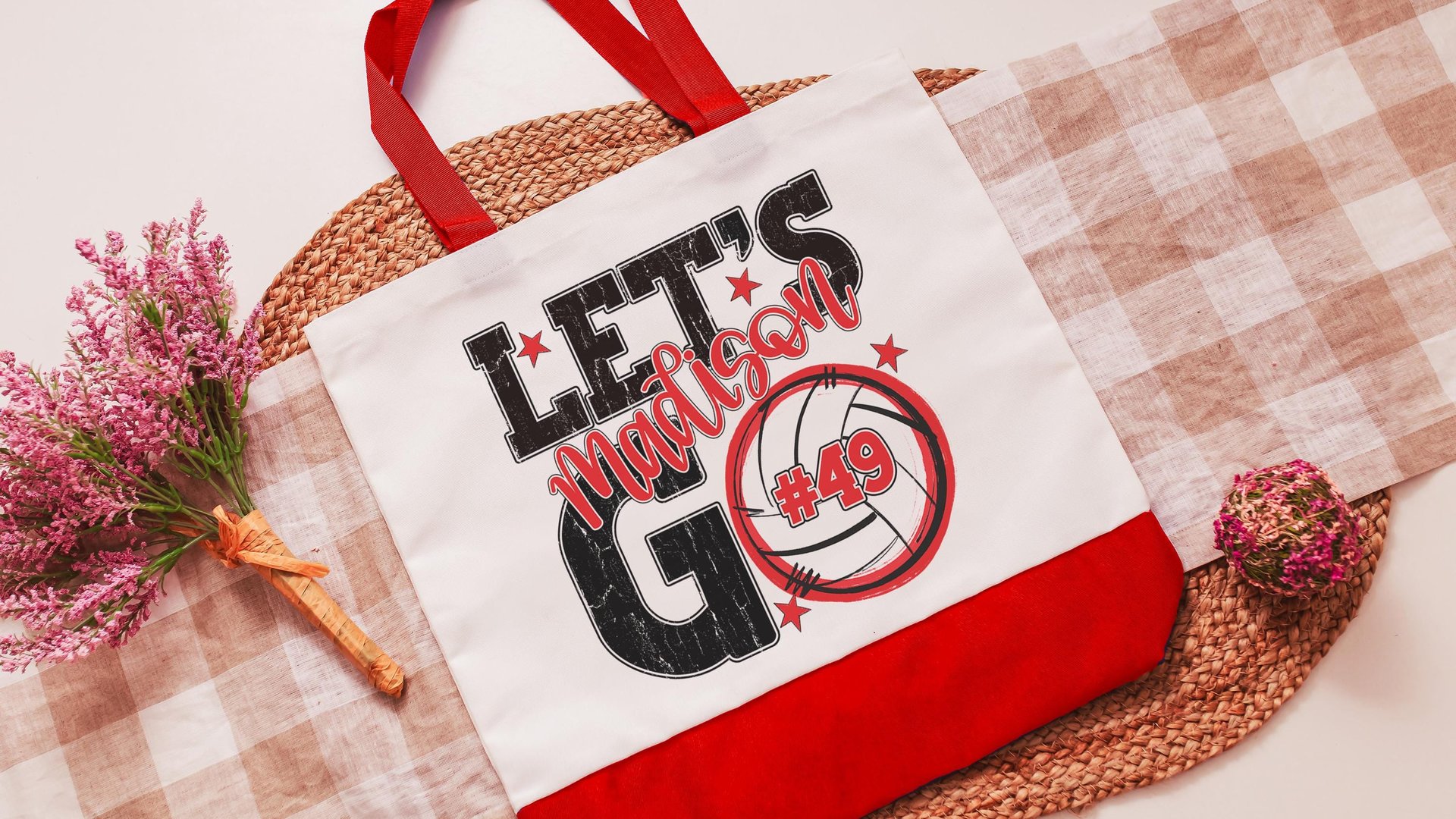 Personalized volleyball tote bag for women, lady volleyball gift wristlet with zipper, volleyball gifts for her, lady volleyball tournament