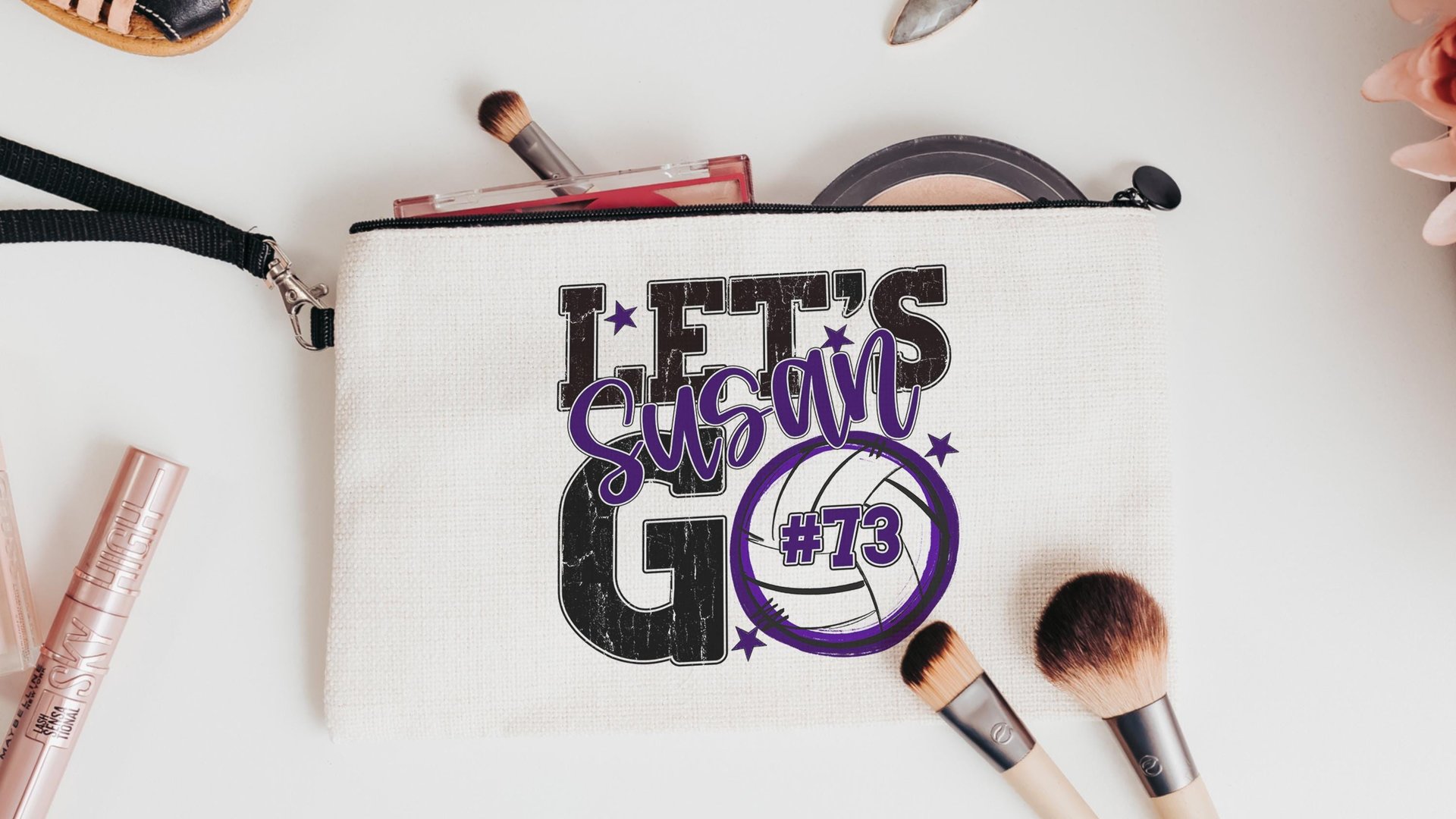 Personalized volleyball tote bag for women, lady volleyball gift wristlet with zipper, volleyball gifts for her, lady volleyball tournament