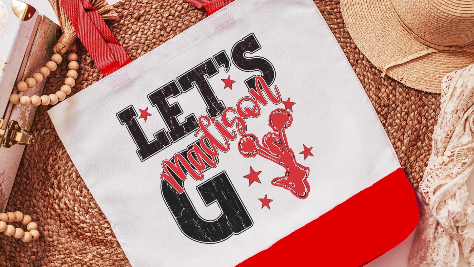 personalized cheerleading tote bag for girls, cheer wristlet with name, high school graduation gifts for daughter, 2026 cheer senior gifts