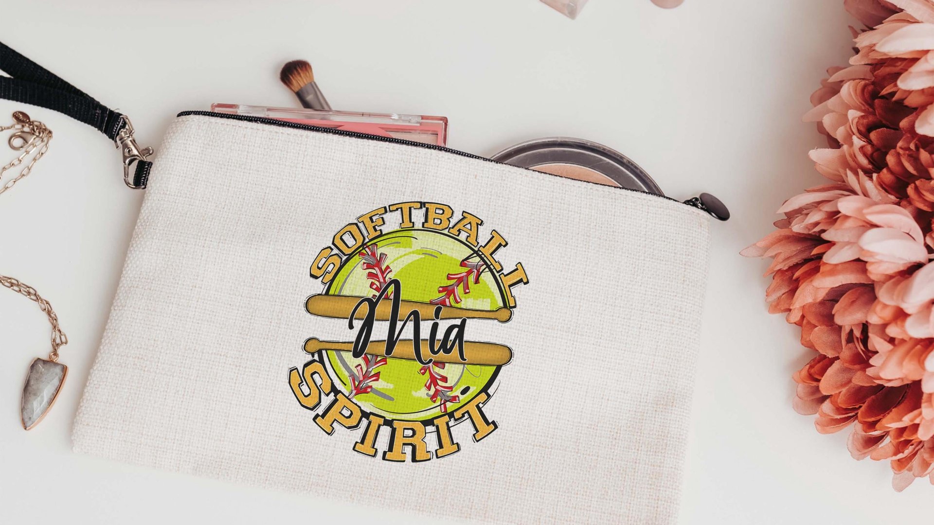 personalized softball tote bag for teens, softball wristlet with name, high school graduation gifts for girls, 2026 softball senior gifts
