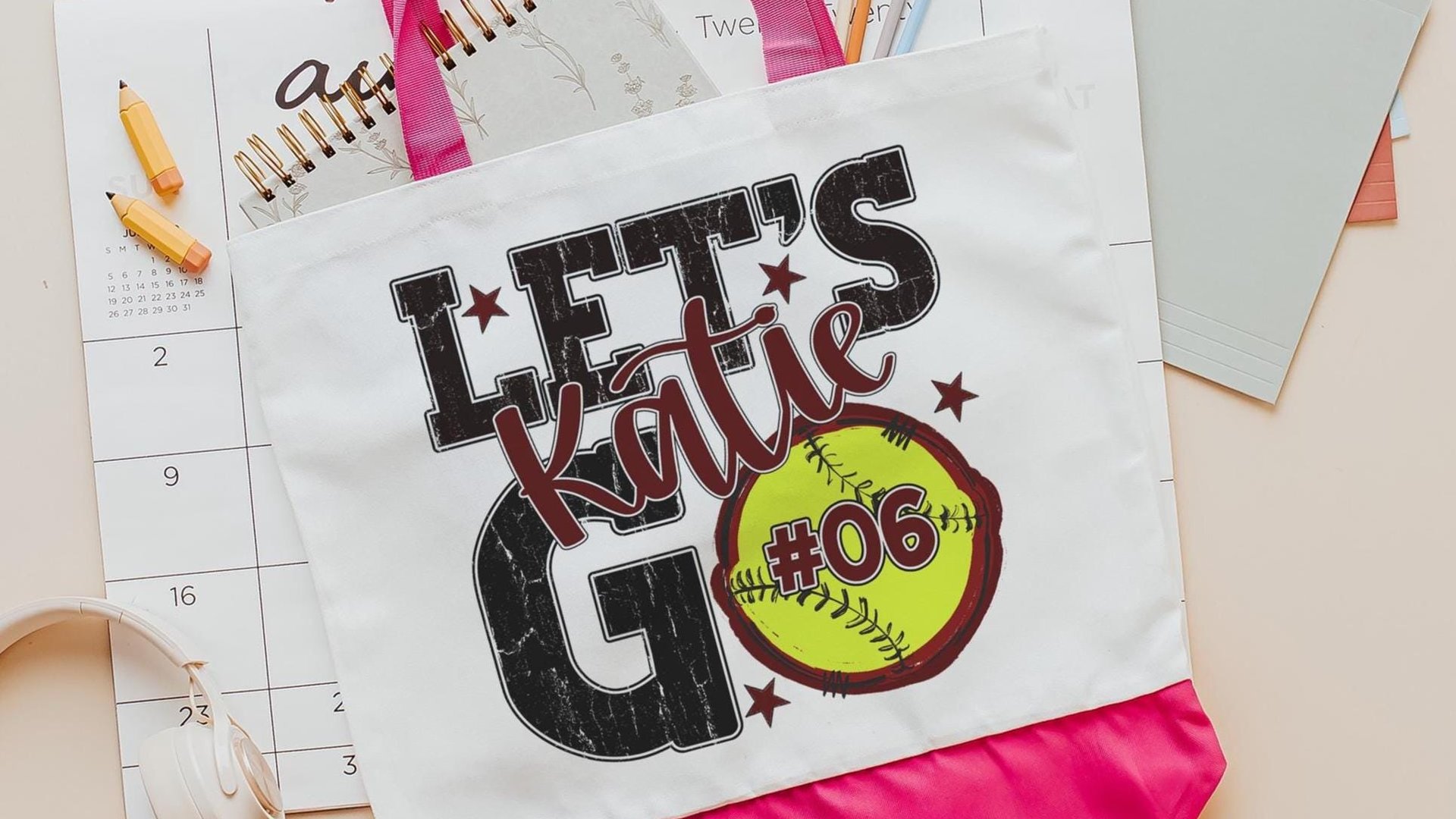 personalized softball tote bags for high school, school spirit tote bag with name, softball wristlet for girls, softball gifts for player