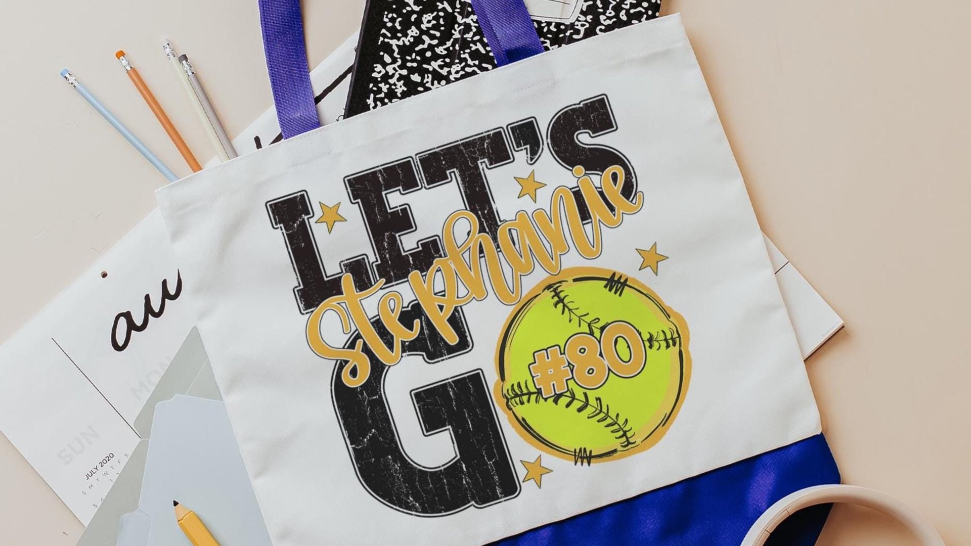 personalized softball tote bags for high school, school spirit tote bag with name, softball wristlet for girls, softball gifts for player