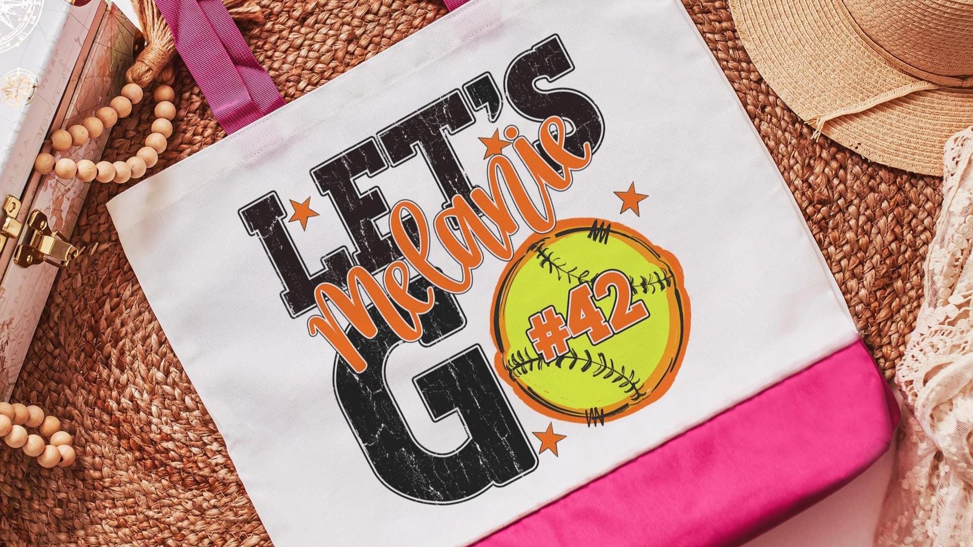 personalized softball tote bags for high school, school spirit tote bag with name, softball wristlet for girls, softball gifts for player