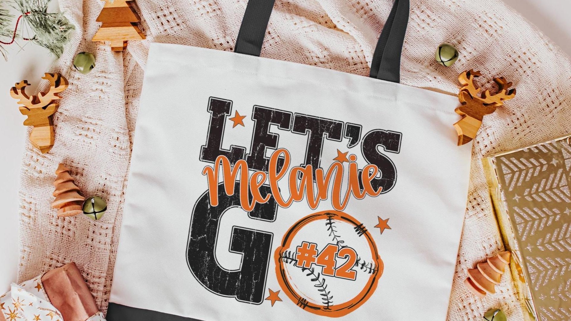 Personalized baseball tote bag for women, lady baseball gift wristlet with zipper, baseball gifts for her, lady baseball tournament