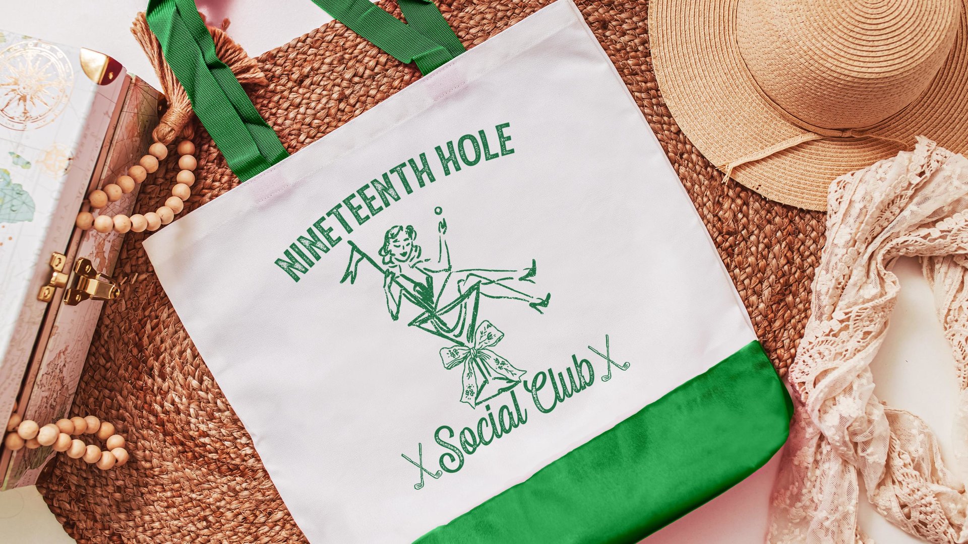 19th hole social club golf tote bag for cart, golf Mothers Day gift for golfers, golf mom era golf wristlet for women, sassy golf gifts for